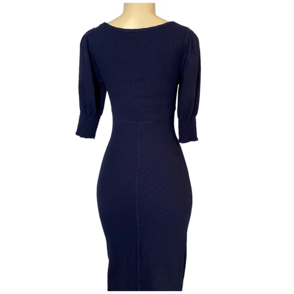 Betsey Johnson Women Navy Blue Oil Slick Bodycon Midi Dress size Small - Picture 7 of 9